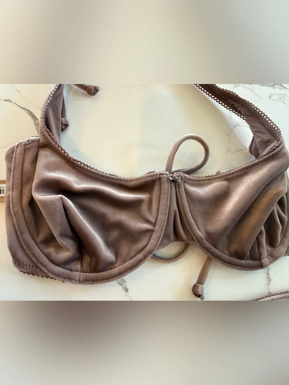 SKIMS VELVET SWIM Underwire Scoop Top UMBER SIZE MEDIUM